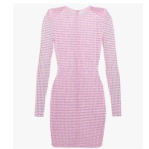 Self Portrait Hot Fix Mesh and Crystal Mini Dress in Lilac